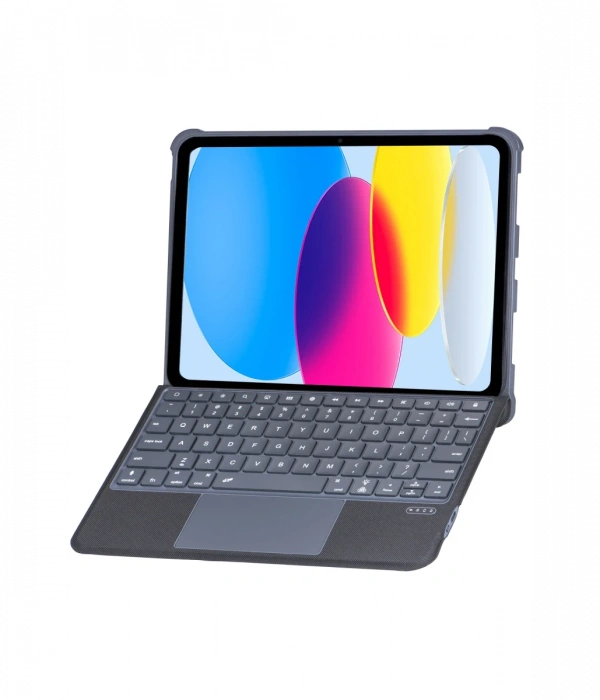 T5508D iPad 2022 10.9 (10.Nesil) Kılıf Palermo Ledli Klavyeli Standlı Tablet Kılıfı - Siyah