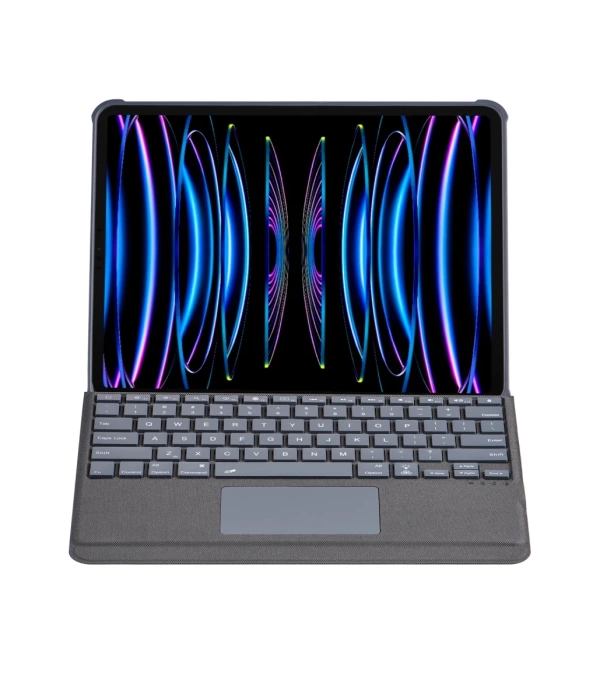 Newface T5509D iPad Pro 12.9 (2022) Kılıf Palermo Ledli Klavyeli Standlı Tablet Kılıfı - Siyah