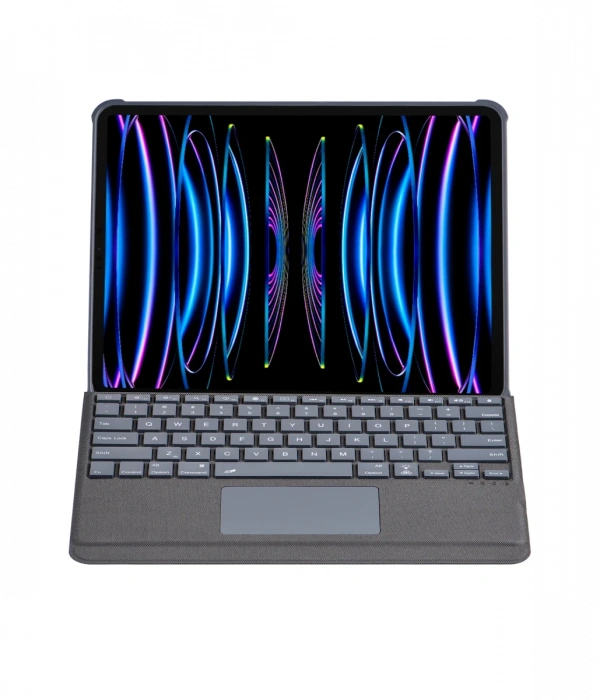 T5509D iPad Pro 12.9 (2022) Kılıf Palermo Ledli Klavyeli Standlı Tablet Kılıfı - Siyah