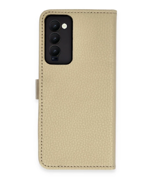 Newface Tecno Camon 18 Kılıf Trend S Plus Kapaklı Kılıf - Gold