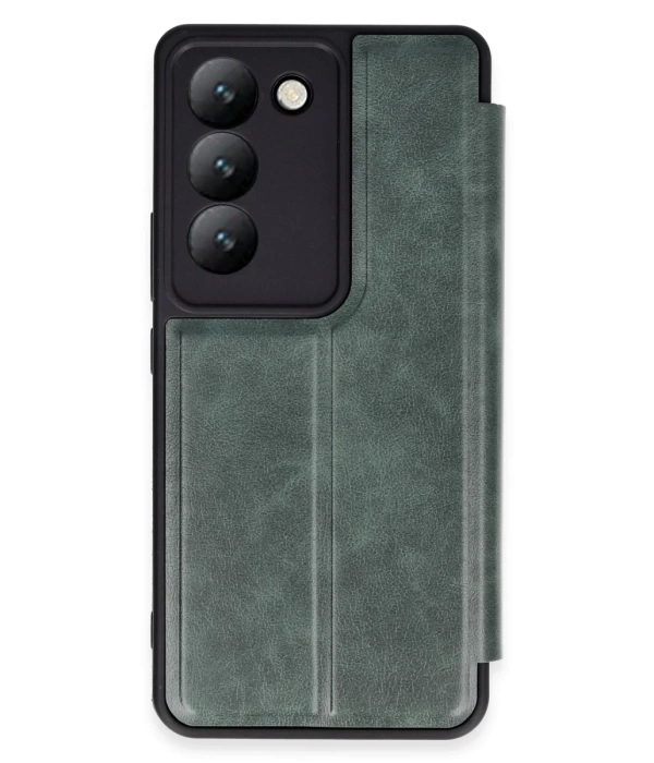 Newface Vivo V30 Lite 4G Kılıf Flip Cover - Koyu Yeşil