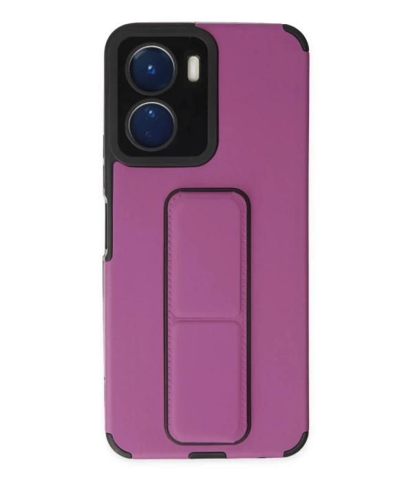 Newface Vivo Y16 Kılıf Mega Standlı Silikon - Mor
