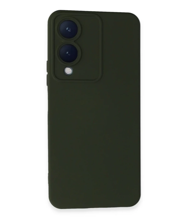 Newface Vivo Y17S Kılıf Nano içi Kadife Silikon - Koyu Yeşil