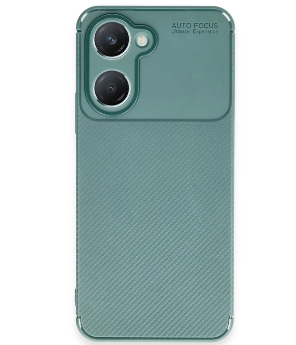 Newface Vivo Y18 Kılıf Auto Focus Karbon Kapak - Koyu Yeşil