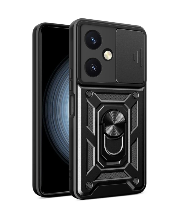 Newface Vivo Y27 Kılıf Pars Lens Yüzüklü Silikon