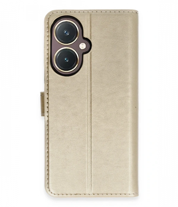Newface Vivo Y27 Kılıf Trend S Plus Kapaklı Kılıf - Gold