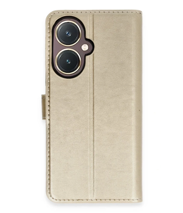 Newface Vivo Y27 Kılıf Trend S Plus Kapaklı Kılıf - Gold