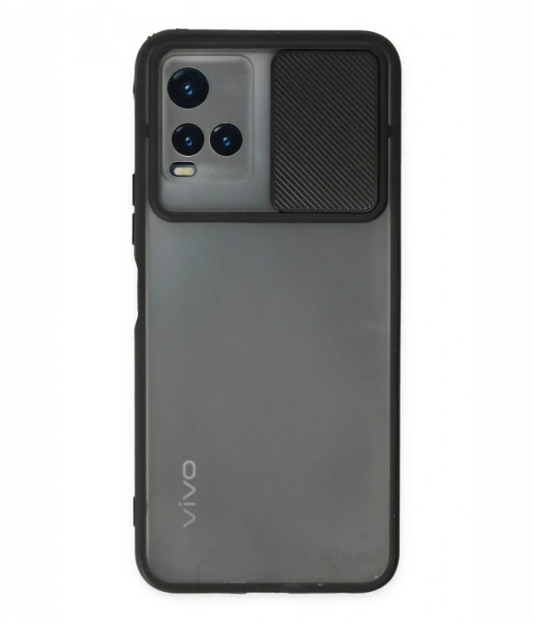 Newface Vivo Y33S Kılıf Palm Buzlu Kamera Sürgülü Silikon - Siyah