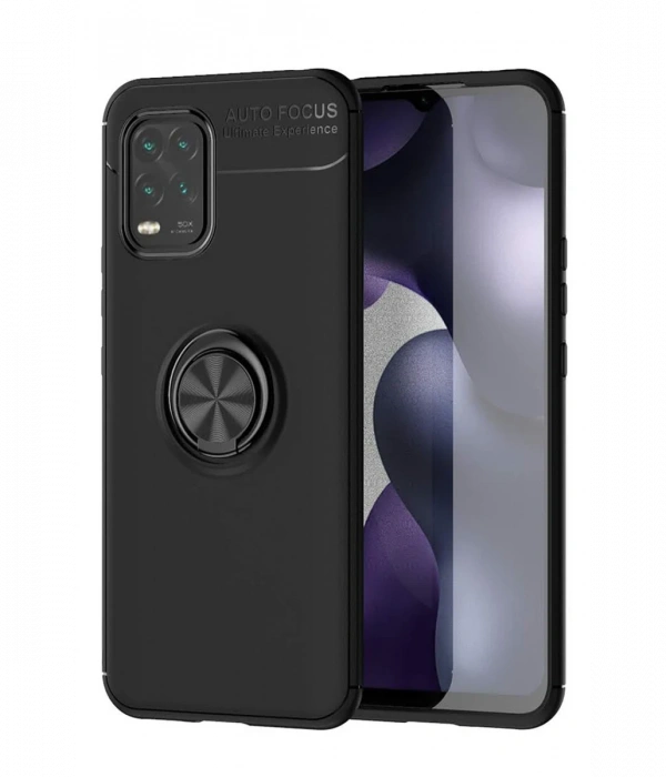 Newface Xiaomi Mi 10 Lite Kılıf Range Yüzüklü Silikon - Siyah