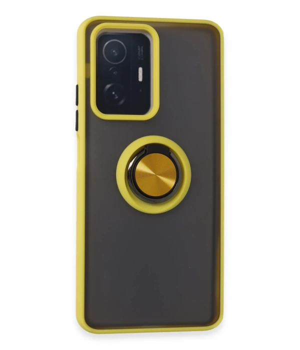 Newface Xiaomi Mi 11T Pro Kılıf Montreal Yüzüklü Silikon Kapak - Sarı