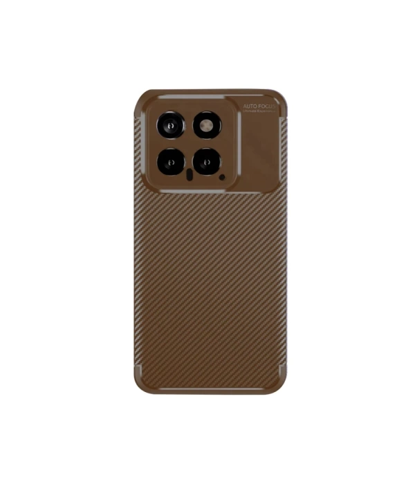 Newface Xiaomi Mi 14T Kılıf Auto Focus Karbon Kapak - Kahverengi