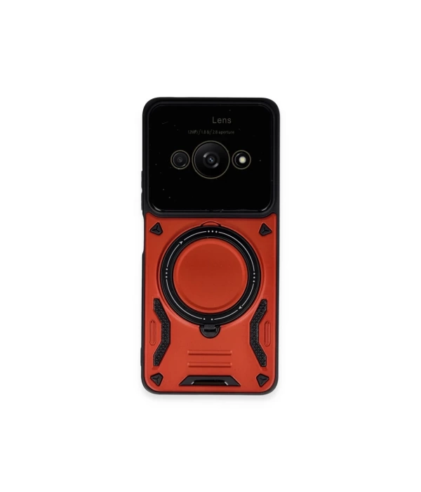 Newface Xiaomi Poco C61 Kılıf Joy Lens Standlı Kapak - Kırmızı
