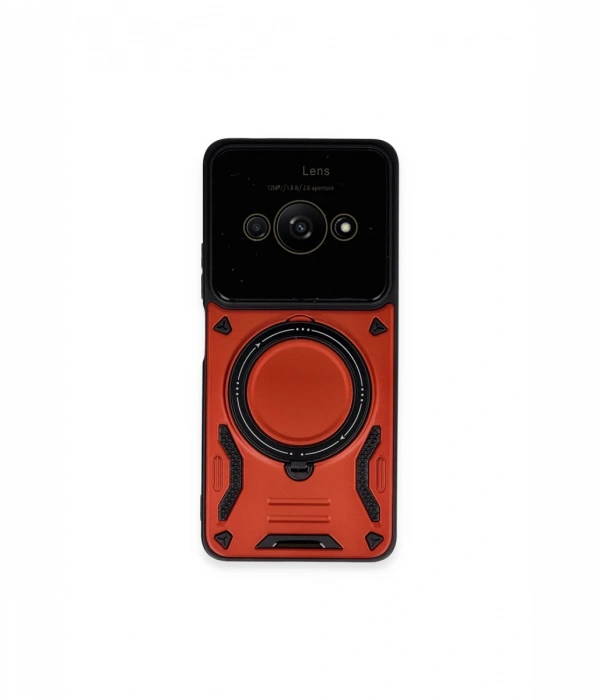 Newface Xiaomi Poco C61 Kılıf Joy Lens Standlı Kapak - Kırmızı