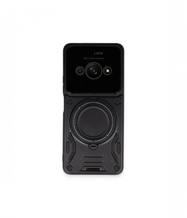 Newface Xiaomi Poco C61 Kılıf Joy Lens Standlı Kapak - Siyah
