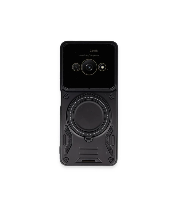 Newface Xiaomi Poco C61 Kılıf Joy Lens Standlı Kapak - Siyah