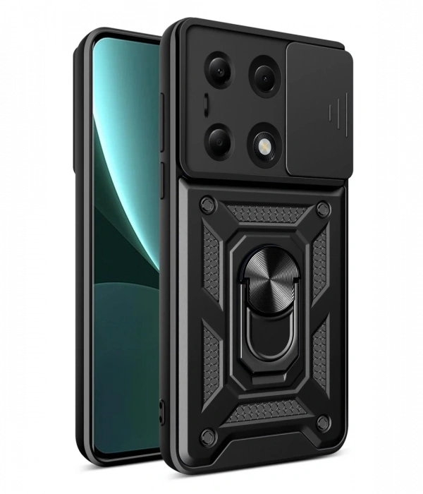 Newface Xiaomi Poco M6 Pro 4G Kılıf Pars Lens Yüzüklü Silikon