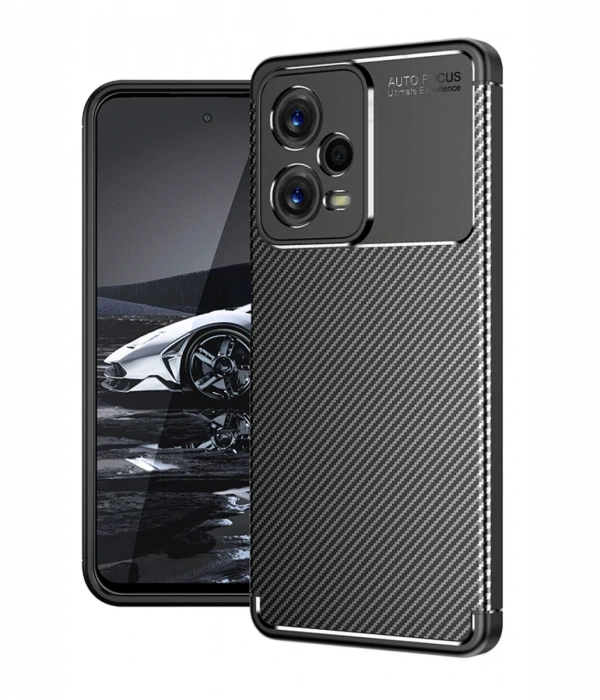 Newface Xiaomi Poco X5 5G Kılıf Auto Focus Karbon Kapak - Siyah