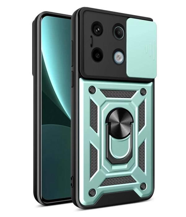 Newface Xiaomi Poco X6 Pro Kılıf Pars Lens Yüzüklü Silikon - Yeşil