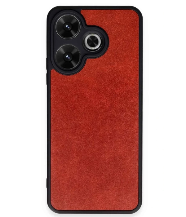 Newface Xiaomi Redmi 13 4G Kılıf Aras Deri Kapak - Kırmızı