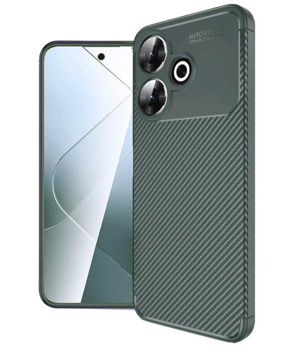 Newface Xiaomi Redmi 13 4G Kılıf Auto Focus Karbon Kapak - Koyu Yeşil