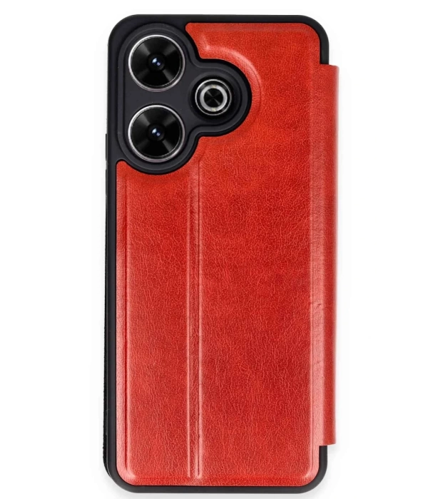 Newface Xiaomi Redmi 13 4G Kılıf Flip Cover - Kırmızı