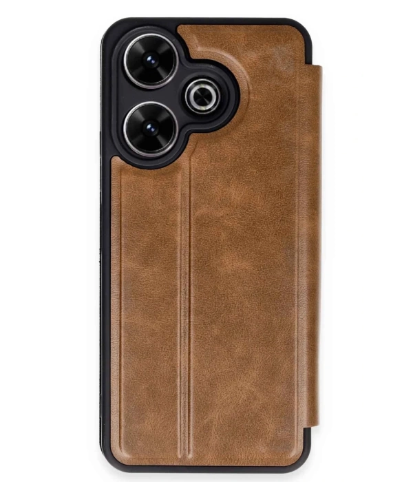 Newface Xiaomi Redmi 13 4G Kılıf Flip Cover - Taba