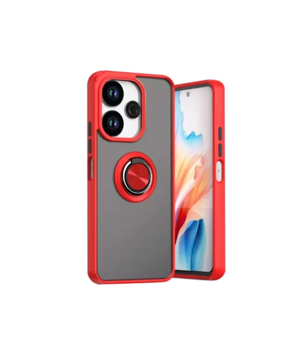 Newface Xiaomi Redmi 13 4G Kılıf Montreal Yüzüklü Silikon Kapak - Kırmızı