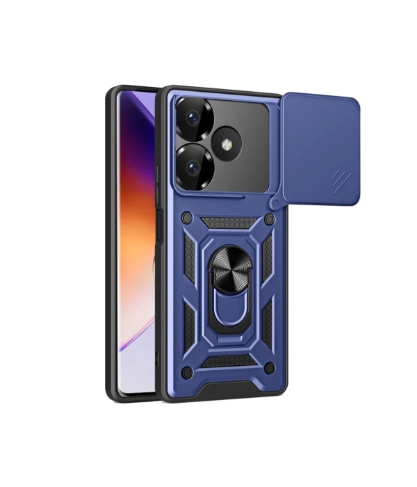 Newface Xiaomi Redmi 13 4G Kılıf Pars Lens Yüzüklü Silikon - Lacivert
