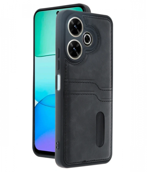 Xiaomi Redmi 13 4G Kılıf Sara Kartvizitli Deri Kılıf