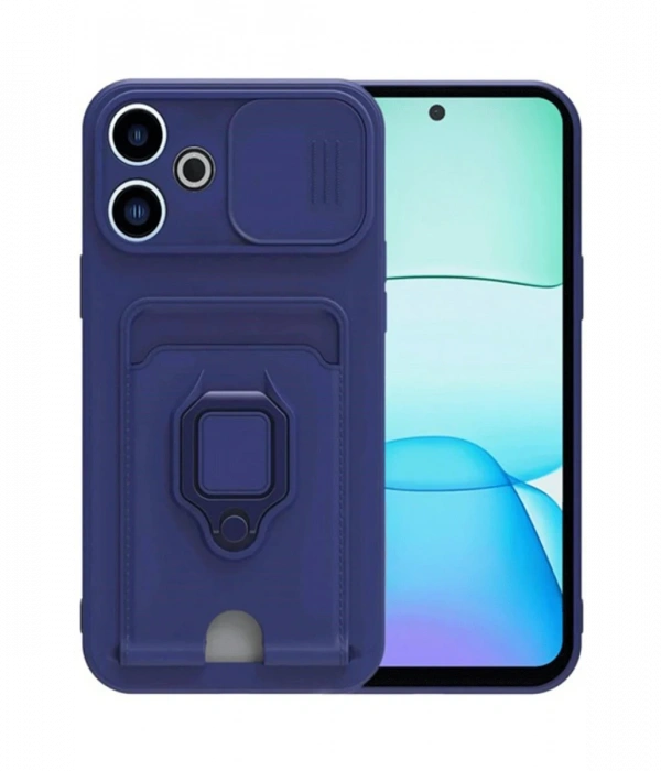Newface Xiaomi Redmi 13 4G Kılıf Zuma Kartvizitli Yüzüklü Silikon - Lacivert