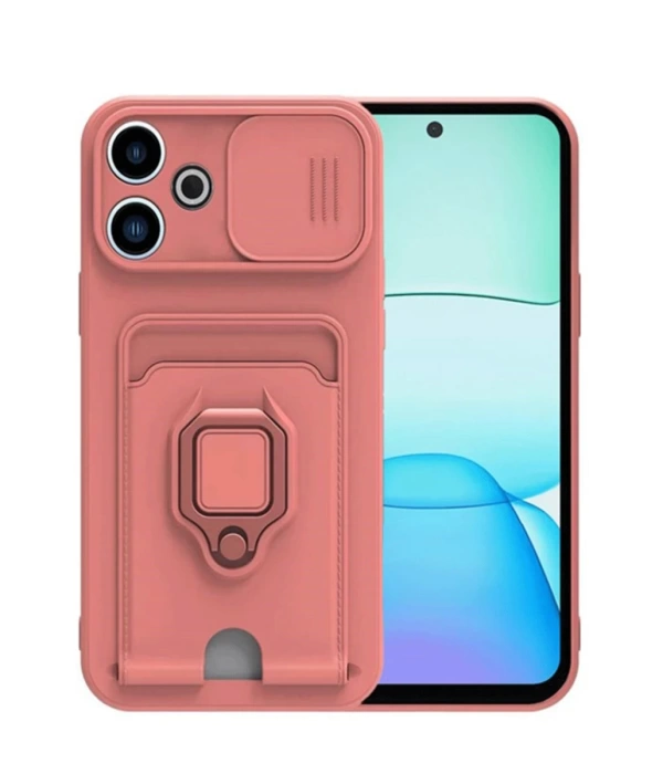 Newface Xiaomi Redmi 13 4G Kılıf Zuma Kartvizitli Yüzüklü Silikon - Pembe