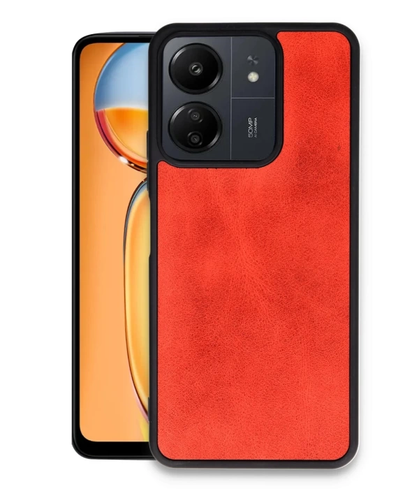 Newface Xiaomi Redmi 13C Kılıf Aras Deri Kapak - Kırmızı
