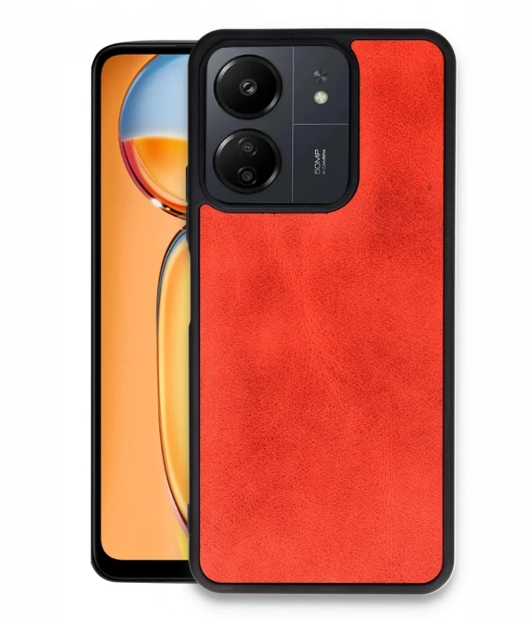 Newface Xiaomi Redmi 13C Kılıf Aras Deri Kapak - Kırmızı