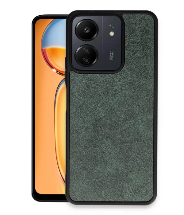 Newface Xiaomi Redmi 13C Kılıf Aras Deri Kapak - Koyu Yeşil