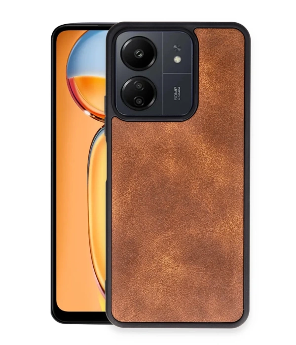 Newface Xiaomi Redmi 13C Kılıf Aras Deri Kapak - Taba