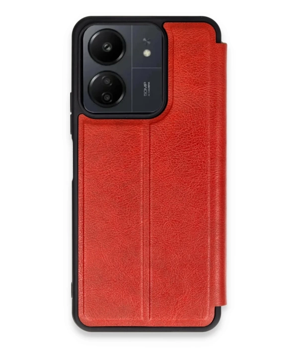 Newface Xiaomi Redmi 13C Kılıf Flip Cover - Kırmızı