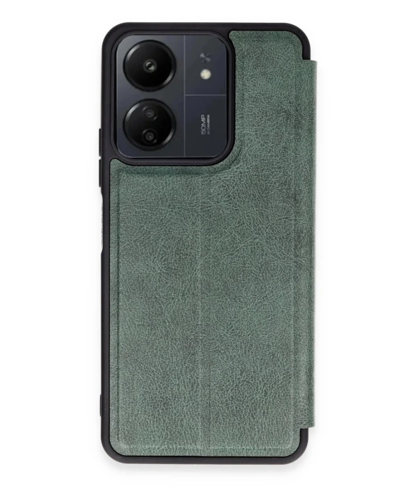 Newface Xiaomi Redmi 13C Kılıf Flip Cover - Koyu Yeşil