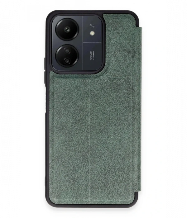 Newface Xiaomi Redmi 13C Kılıf Flip Cover - Koyu Yeşil