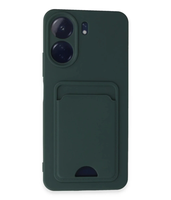 Newface Xiaomi Redmi 13C Kılıf Kelvin Kartvizitli Silikon - Koyu Yeşil