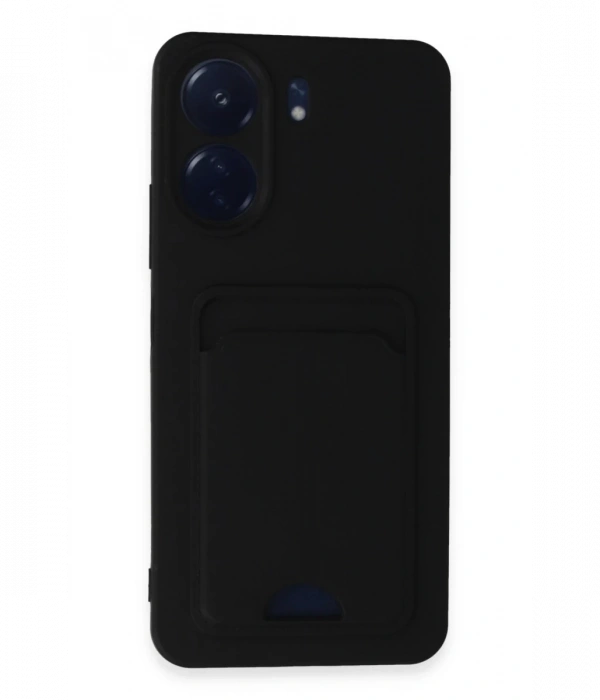 Newface Xiaomi Redmi 13C Kılıf Kelvin Kartvizitli Silikon - Siyah