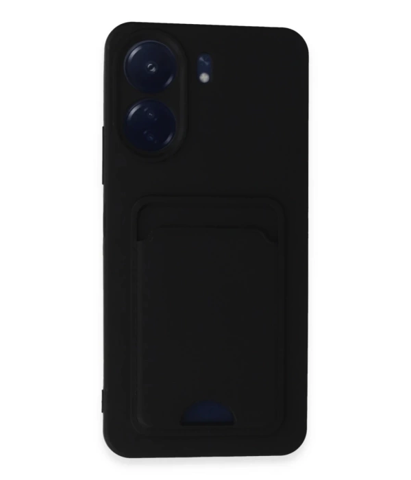 Newface Xiaomi Redmi 13C Kılıf Kelvin Kartvizitli Silikon - Siyah