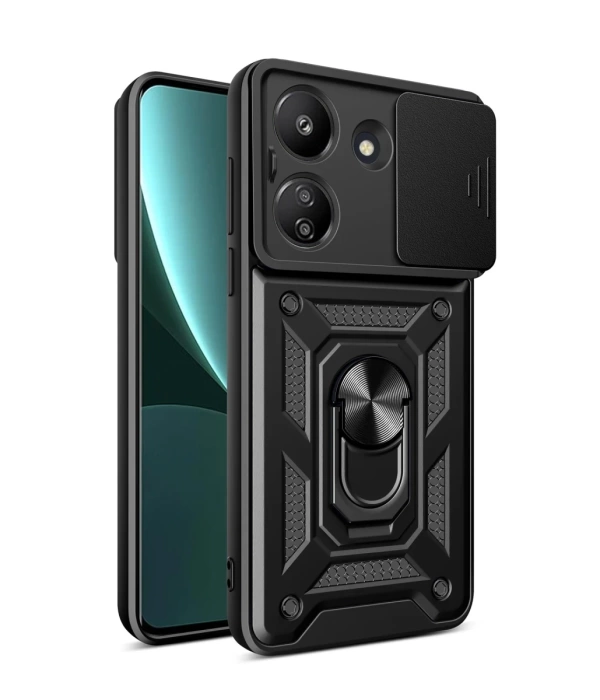 Newface Xiaomi Redmi 13C Kılıf Pars Lens Yüzüklü Silikon