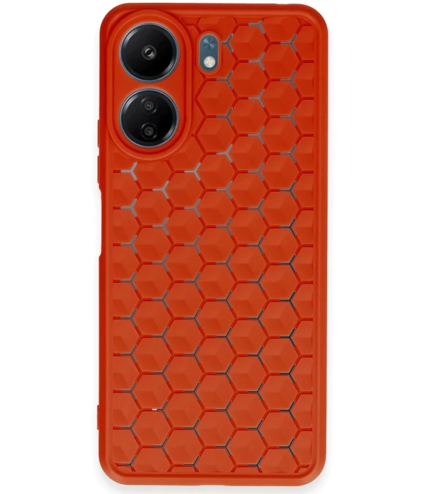 Newface Xiaomi Redmi 13C Kılıf Petek Silikon Kapak - Kırmızı