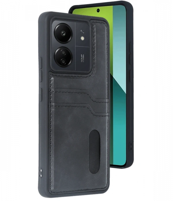 Xiaomi Redmi 13C Kılıf Sara Kartvizitli Deri Kılıf