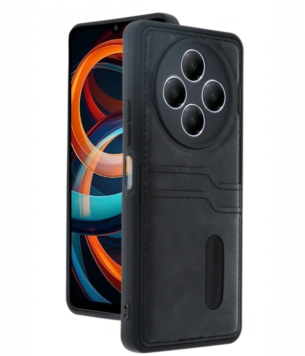 Xiaomi Redmi 14C Kılıf Sara Kartvizitli Deri Kılıf