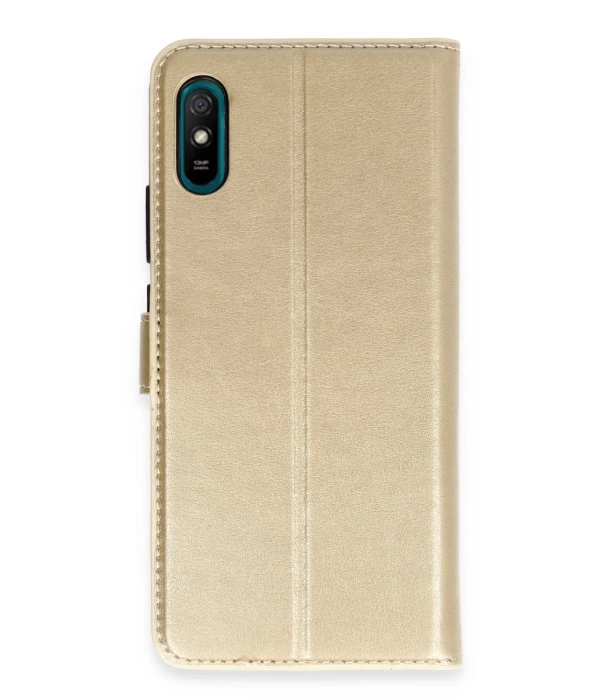 Newface Xiaomi Redmi 9A Kılıf Trend S Plus Kapaklı Kılıf - Gold