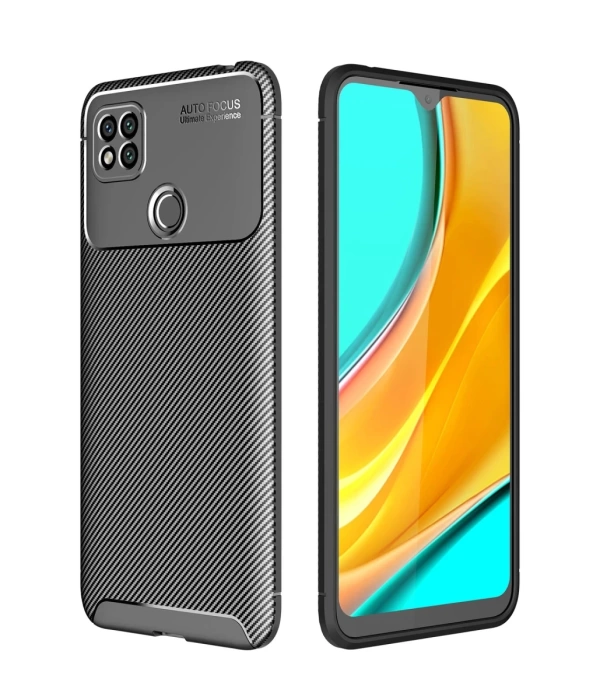 Newface Xiaomi Redmi 9C Kılıf Auto Focus Karbon Kapak - Siyah