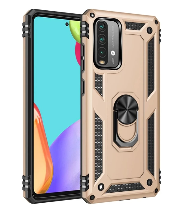 Newface Xiaomi Redmi 9T Kılıf Sofya Yüzüklü Silikon Kapak - Gold