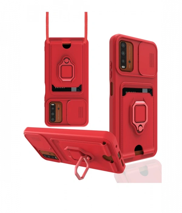 Newface Xiaomi Redmi 9T Kılıf Zuma Kartvizitli Yüzüklü Silikon