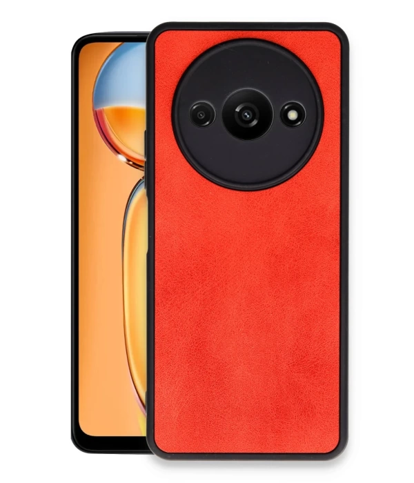 Newface Xiaomi Redmi A3 4G Kılıf Aras Deri Kapak - Kırmızı